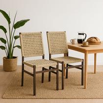 Cadeira Corda Nautica Marrom Sala, Varanda, Sacada, Cozinha - Cadeira Rami - Kit2