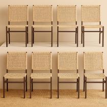 Cadeira Corda Nautica Marrom Sala, Varanda, Sacada, Cozinha - Cadeira Rami - Kit8