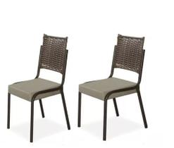 Cadeira Cozinha Rainha Aço Tubo Chocolate Assento Almofadado -Junco- 2 Unidades Cadeira Cozinha Rainha Aço Tubo Chocolate Assento Almofadado -Junco- 2 Unidades