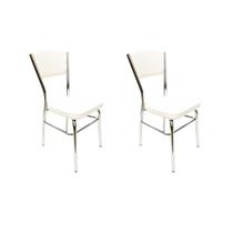 Cadeira Cozinha reforço cromada assento grosso Confortável encosto estofado cor branco Kit 2 Peças