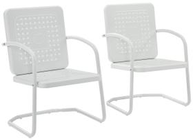 Cadeira Crosley Bates de 2 peças de metal retrô ao ar livre branca Cadeira Crosley Bates de 2 peças de metal retrô ao ar livre branca