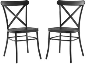 Cadeira Crosley Furniture Camille Metal X-Back Matte Black Set 2