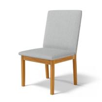 Cadeira Daniela Madeira Maciça Estofada Para Mesa De Jantar Linho Cinza 407 Cadeira Daniela Madeira Maciça Estofada Para Mesa De Jantar Linho Cinza 407