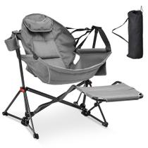Cadeira de acampamento dobrável Ainfox Hammock com apoio para os pés cinza
