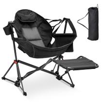 Cadeira de acampamento dobrável Ainfox Hammock com apoio para os pés preta