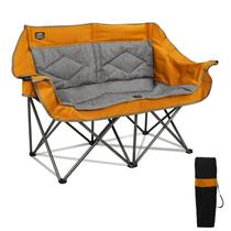 Cadeira de acampamento LANMOUNTAIN Folding Loveseat com porta-copos laranja