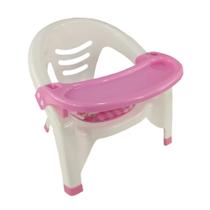 Cadeira de alimentação infantil para bebê portátil com bandeja removível e assento com som azul rosa - PAIS E FILHOS
