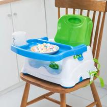 Cadeira de Alimentação Infantil Portátil Booster Ajustável Multmaxx até 15Kg Verde e Azul