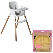 Cadeira de Alimentação Poke e Prato Infantil de Bambu