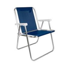 Cadeira de Alumínio Alta Dobrável Praia Sannet Azul Marinho - Mor