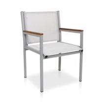Cadeira de alumínio Braços de Madeira em tela Sling - Cinza