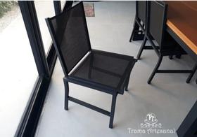 Cadeira de alumínio colorado sem braço com pintura eletrostática revestimento em tela sling Cadeira de alumínio colorado sem braço com pintura eletrostática revestimento em tela sling