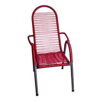 Cadeira De Área Cordinha Fio Vermelho Colorida Varanda Quintal