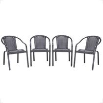 Cadeira de area, jardim, varanda em alumino pintura e fibra sintética Maresia 4 unidades
