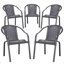 Cadeira de area, jardim, varanda em alumino pintura e fibra sintética Maresia 5 unidades