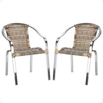 Cadeira de area, jardim, varanda em alumino polido alto brilho e fibra sintética Maresia 2 unidades