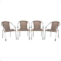 Cadeira de area, jardim, varanda em alumino polido alto brilho e fibra sintética Maresia 4 unidades