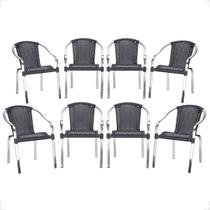 Cadeira de area, jardim, varanda em alumino polido alto brilho e fibra sintética Maresia 8 unidades