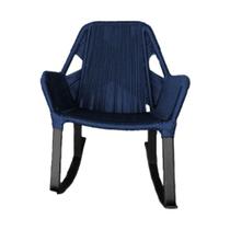 Cadeira De Balanço Athenas Corda Náutica Base Em Alumínio Preto-azul Marinho - Cor: Azul