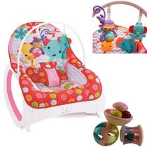 Cadeira de Balanço Bebê Safari Vermelho e Chocalho Colorido