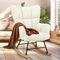 Cadeira de balanço de berçário Simple Deluxe Teddy estofada branca Cadeira de balanço de berçário Simple Deluxe Teddy estofada branca