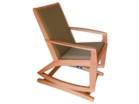 Cadeira de balanço de madeira com molas / estofada bege