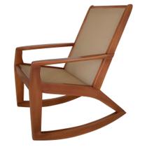 Cadeira de balanço de madeira cor mel / sling bege - M MADEIRA MÓVEIS