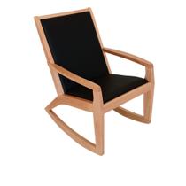 Cadeira de balanço de madeira estofada preta