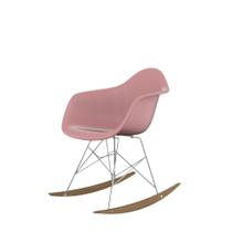 Cadeira De Balanço Eames Com Braço Rosa Empório Tiffany Base Em Metal E Madeira