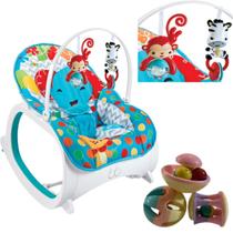 Cadeira de Balanço P/ Bebê Musical Azul + Chocalho Educativo - Color Baby