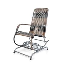 Cadeira de Balanço Reclinável em Aço com Assento em Fibra Sintética Super Confortável, Ideal para Área Externa, Varanda ou Sala de Estar Cadeira de Balanço Reclinável em Aço com Assento em Fibra Sintética Super Confortável, Ideal para Área Externa, Varanda ou Sala de Estar