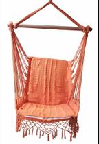 Cadeira De Balanço Rede De Descanso Suspensa Luxo Algodão Laranja1