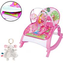 Cadeira de Balanço Rosa Bandeja Alimentação + Naninha Bebê - Color Baby