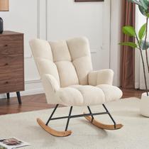 Cadeira de Balanço SAETSFEG Estofada em Teddy para Quarto de Bebê, Glider Cadeira de Balanço SAETSFEG Estofada em Teddy para Quarto de Bebê, Glider