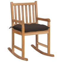 Cadeira de balanço vidaXL de madeira para exterior/interior em teca com almofadas