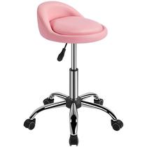 Cadeira de banco de salão Yaheetech ajustável em altura com encosto rosa Cadeira de banco de salão Yaheetech ajustável em altura com encosto rosa