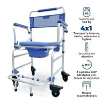 Cadeira de Banho D55 Dellamed Ultraleve 4 em 1 Super Leve Suporta até 135kg