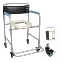 Cadeira De Banho Dobrável Higienica C/ Rodas 100kg Med440 Cadeira De Banho Dobrável Higienica C/ Rodas 100kg Med440