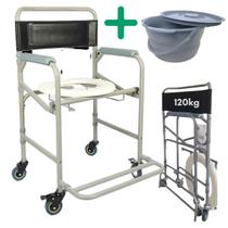 Cadeira De Banho Dobrável Higiênica C/ Rodas Idoso + Comadre