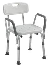 Cadeira de banho Drive Medical 12445KD-1 com encosto e braços acolchoados Cadeira de banho Drive Medical 12445KD-1 com encosto e braços acolchoados
