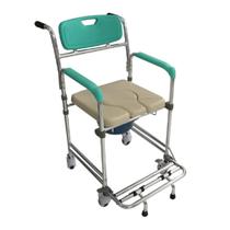 Cadeira De Banho Higiênica Alumínio Com Rodas, Freio 100 Kg