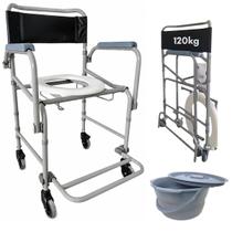 Cadeira De Banho Higienica D40 Dellamed até 120kg Dobrável com Comadre Para Idoso Prática Aço Resistente