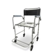 Cadeira de Banho Higiênica Dobrável e Desmontável Dellamed D40 com Rodas, Apoio para Comadre e Sobrevaso, Estrutura em Aço até 120kg