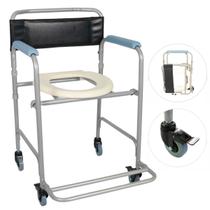 Cadeira De Banho Higienica Dobrável Para Idoso D30 até 100kg Dellamed Aço Prática Resistente Com Rodas Cadeira De Banho Higienica Dobrável Para Idoso D30 até 100kg Dellamed Aço Prática Resistente Com Rodas