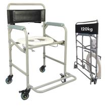 Cadeira De Banho Higienica Dobrável Para Idoso D40 até 120kg Dellamed Aço Prática Resistente Com Rodas