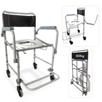 Cadeira De Banho Higiênica para Idoso Dobrável Sanitária 120kg Resistente Prática com Rodas Dellamed