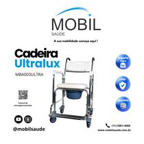 Cadeira de Banho Idoso Higiênica Alumínio Inoxidável 100kg Cesto Removivel Ajustável Resistente Apoio de Pés Rodas Maçiças Antifuro Chuveiro