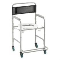 Cadeira De Banho Para Idoso Higienica D30 Aço Dobrável Prática Resistente Com Rodas Dellamed