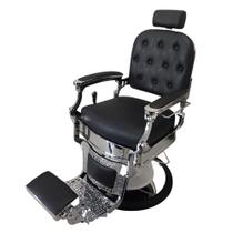 Cadeira De Barbeiro Decorativa Preta c/Regulagem de Altura Apoio p/Pés Reversível G31 - Gran Belo