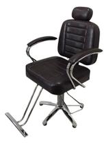 Cadeira De Barbeiro Reclinável Marrom Base Estrela Retro Top Cadeira De Barbeiro Reclinável Marrom Base Estrela Retro Top